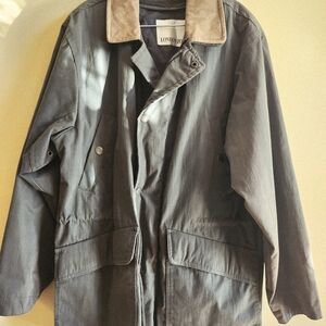 London Fog Men's Dark Gray Jacket with Brown Collar